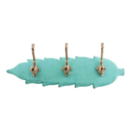 Sea Green Golden Small Wall Wooden Iron Hooks